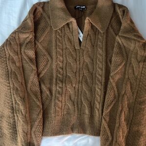 Steve Madden Pattern Knit Brown Sweater